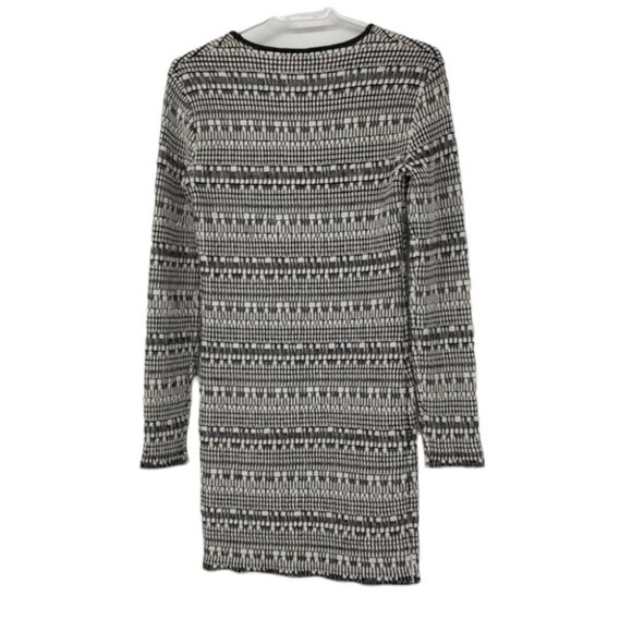 Helmut Lang Black + White knit mixed print linen  blend bodycon mini dress SP - Picture 3 of 16